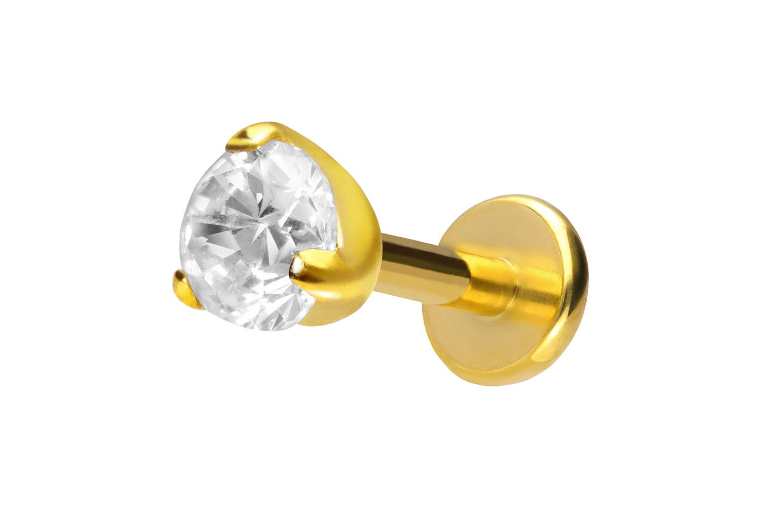 Titan Labret Piercing mit Push Fit EINGEFASSTER KRISTALL